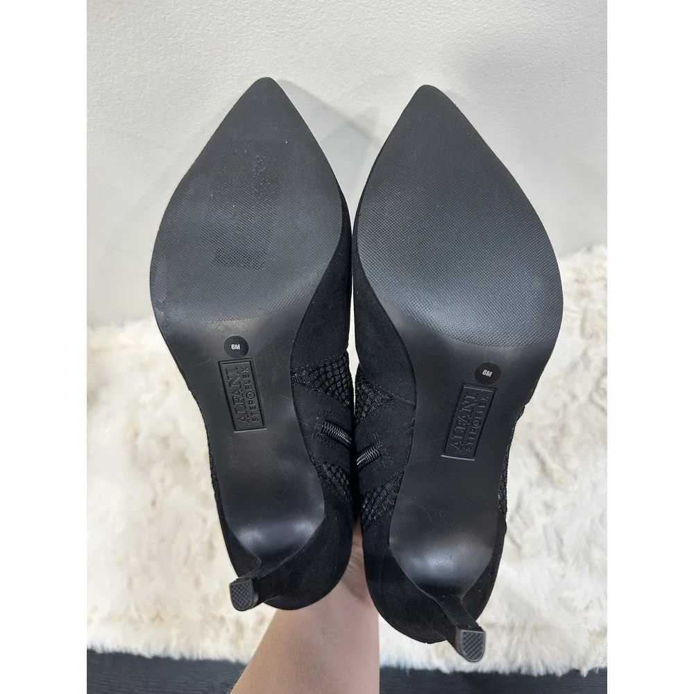 ALFANI Womens Black Mesh Jamari Pointed Toe Stiletto Zip-Up Dress Boots Size 8‎